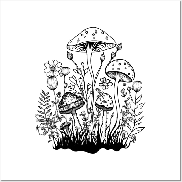 Garden of Shrooms Wall Art by Trendy Tshirts